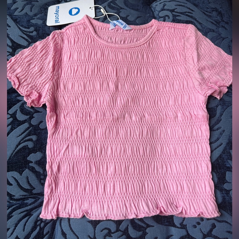 Mayoral Girls ruched pink tee NWT